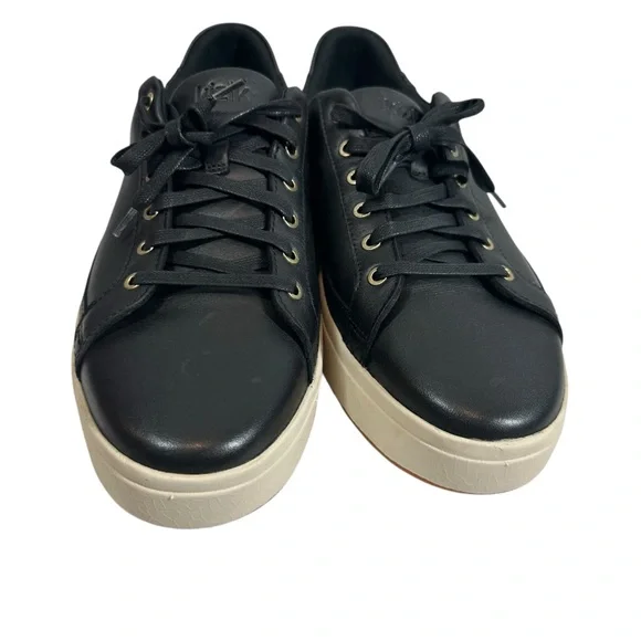 KIZIK Men's 11 Wide Black Smooth Leather Lace up Sneakers - Picture 4 of 8